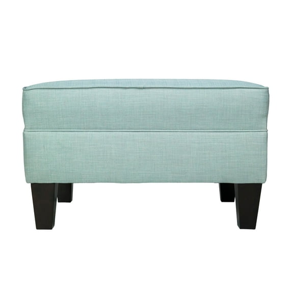 MJL Furniture Parker Fabric Upholstered Square Welted Ottoman Blue