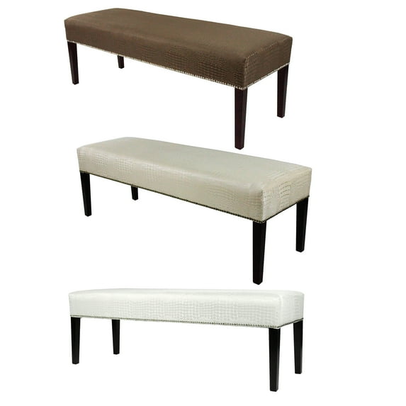 MJL Furniture Roxanne Tillie Nail Trim Upholstered Long Bench Beige