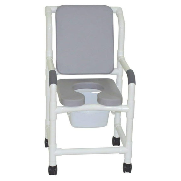 MJM International 118-3-SSDE-CBP-SQ-PAIL-GRY Shower Chair, Gray Back Padding/Soft Seat, Sq. Pail