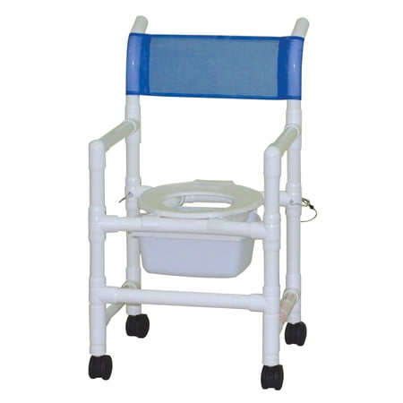 MJM International 118-3TW-FD-SQ-PAIL Folding Shower Chair with Slide Out Commode Pail