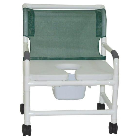 MJM International 126-4-NB-FSSS Bariatric Shower Chair with Full Support Soft Seat and Slide Out Commode Pail