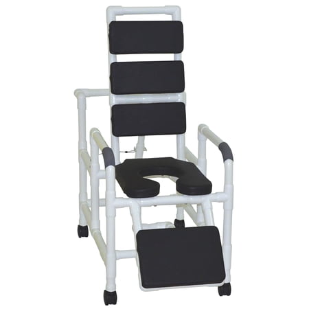MJM International 193-SSDE-TP-BLK Reclining Shower Chair with Black Total Padding