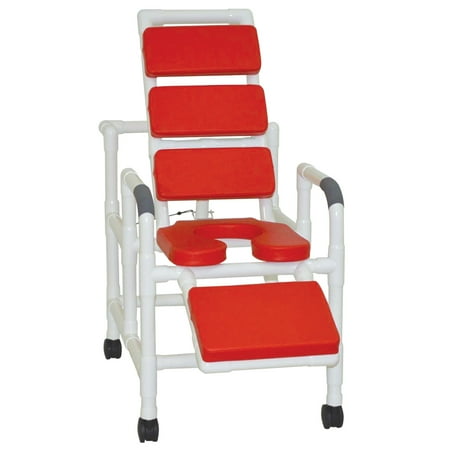 MJM International 193-SSDE -TP-RED Reclining Shower Chair with Red Total Padding
