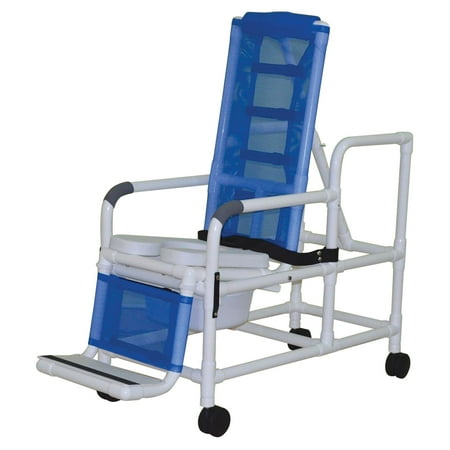 MJM International 193-TIS-SQ-PAIL Tilt-N-Space Reclining Shower Chair with Slide Out Commode Pail