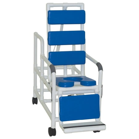 MJM International 193-TIS-TP-BL Tilt-N-Space Reclining Shower Chair Blue Total Padding