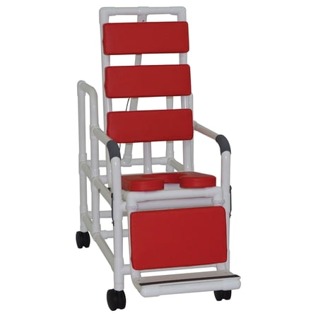 MJM International 193-TIS-TP-RED Tilt-N-Space Reclining Shower Chair Red Total Padding