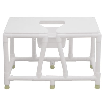 MJM International Bariatric Bedside Commode, Full Support Seat with Commode Opening, 26-Inch Usable Space, Slide-Out Square Commode, No Mesh Back