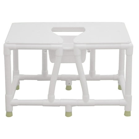 MJM International Bariatric Bedside Commode, Full Support Seat with Opening, 36" Usable Space, No Mesh Back, Slide-Out Square Commode