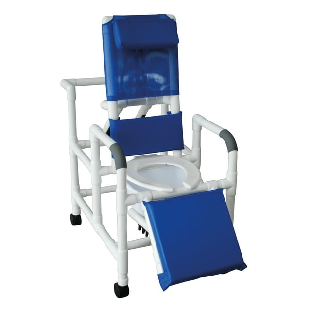 MJM International PVC Reclining Shower Chair, Elevated Leg Extension