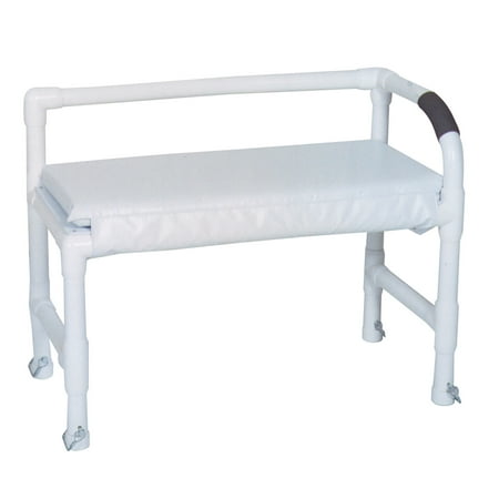 MJM International Shower bench with adjustable height legs on one side (low back without sling) 250 lbs weight capacity