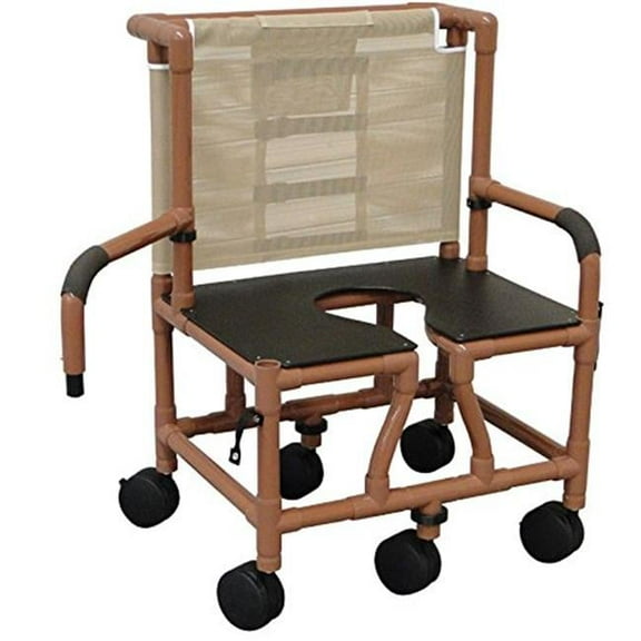 MJM International WT193-TIS-SQ-PAIL Wood Tone Tilt N Space Shower Chair