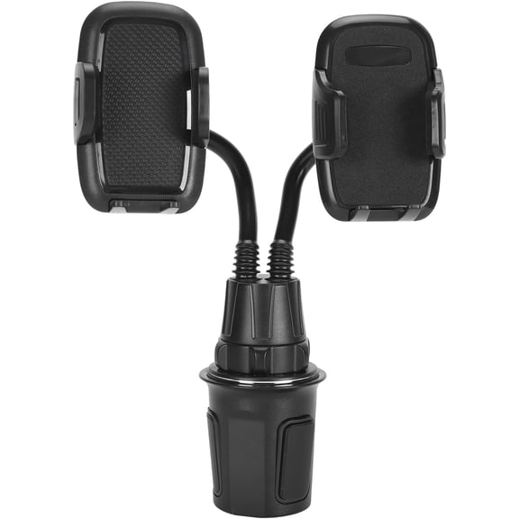 MJMJ Dual Phone Holder for Car Cup Holder, 360 Degree Rotatable Car Phone Mount with Flexible for Smartphones 4 ? 7 Inches