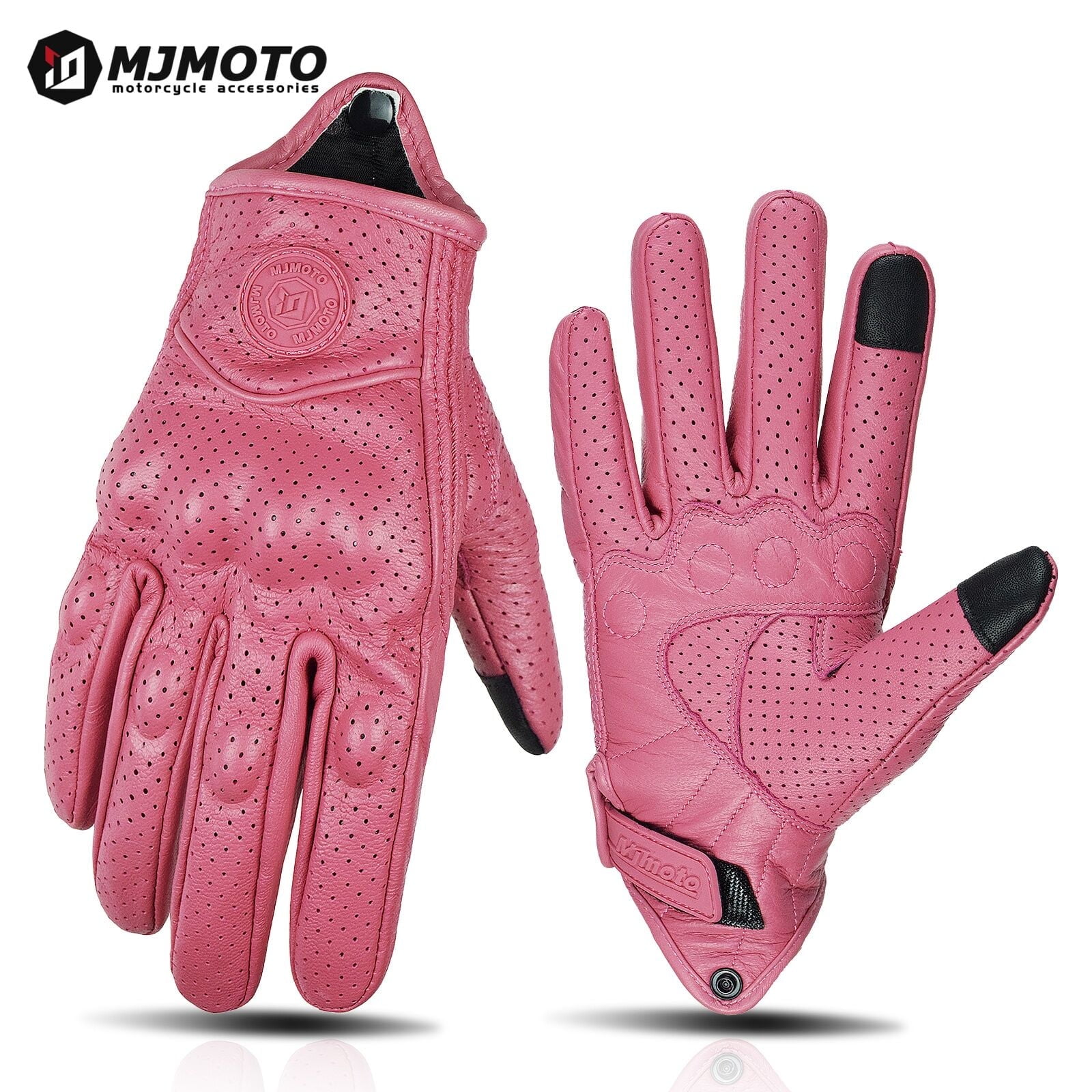 MJMOTO Classic Retro Leather Motorcycle Riding Gloves Summer Wear-Resistant Anti-Slip Men Women Mountain Bike Moto Biker Bicycle Accessories