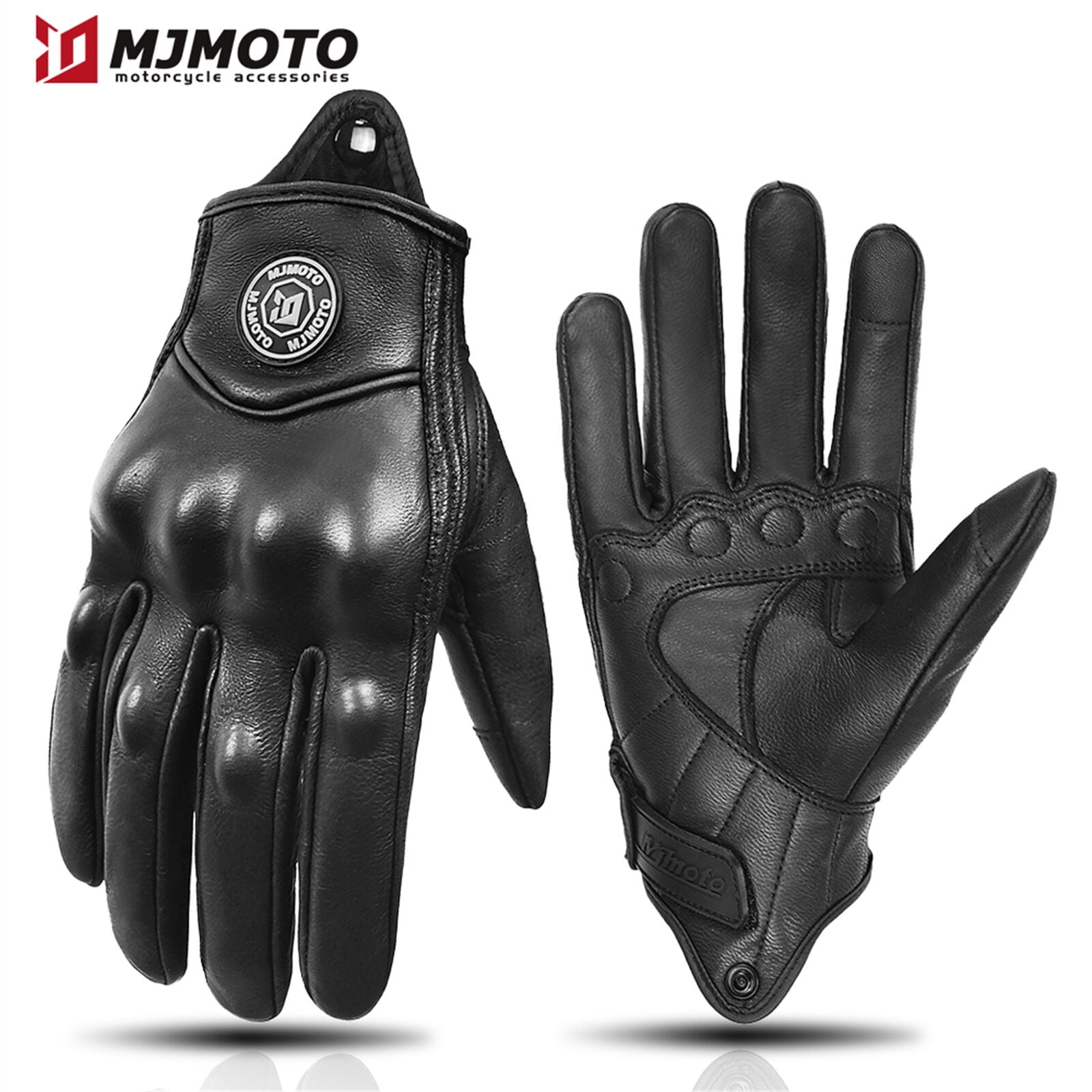 MJMOTO Classic Retro Leather Motorcycle Riding Gloves Summer Wear-Resistant Anti-Slip Men Women Mountain Bike Moto Biker Bicycle Accessories