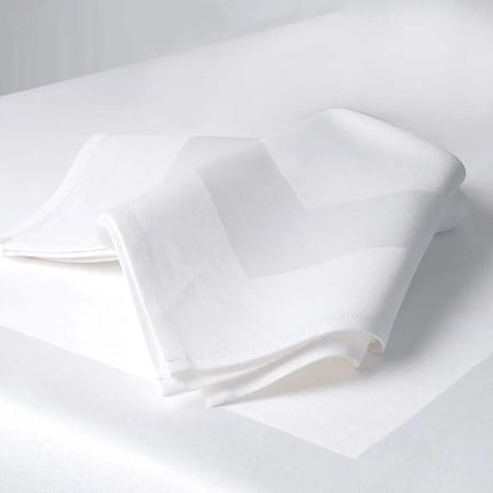 MJS 100% Spun Polyester 2 PLY Napkins 12 PK Type: Satin Band, Color: White, Size: 20"X20" 12 PK