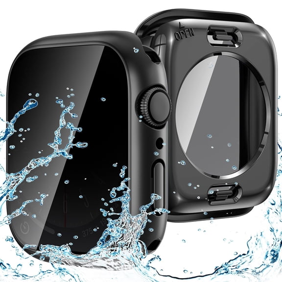 MJSHUN 2 in 1 Privacy Waterproof Case Compatible for Apple Watch Series 11/10 Screen Protector 42mm, 360 Protective 2 in 1 Anti Spy Face Cover Back Bumpe for Iwatch Accessories