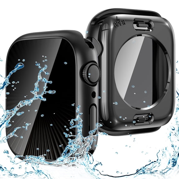 MJSHUN 2 in 1 Privacy Waterproof Case Compatible for Apple Watch Series 11/10 Screen Protector 46mm, 360 Protective 2 in 1 Anti Spy Face Cover Back Bumpe for iWatch Accessories