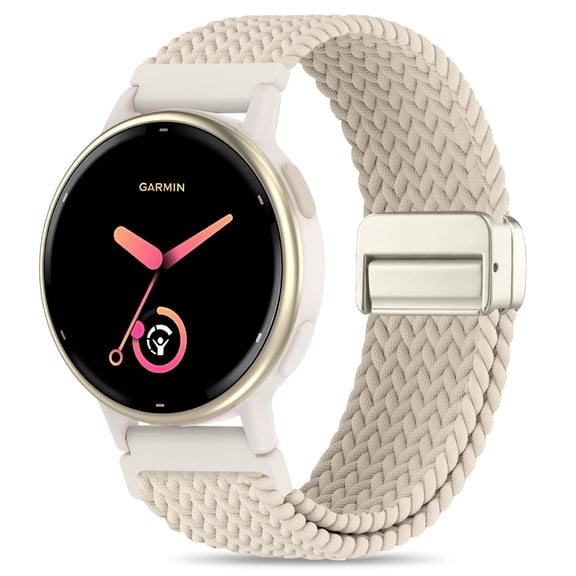 MJSHUN 20mm Magnetic Braided Nylon Band Compatible With Garmin Vivoactive 6/Vivoactive 5/3/3 Music Watch Bands, Quick Release Stretchy Strap Replacement for Venu Sq 2/Forerunner 55/165/245/645
