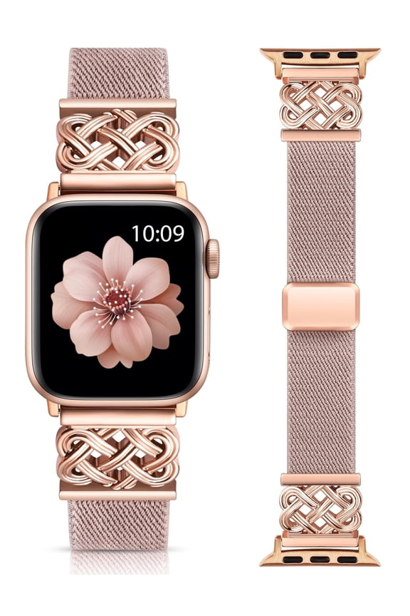 Braided Magnetic Band Compatible with Apple Watch Bands 38/40/41/42/44/45/46/49mm Women Men, Celtic Knot Soft Elastic Nylon Fabric Strap for iWatch Series 11 10 9 8 7 6 5 4 SE/Ultra 3 2 1