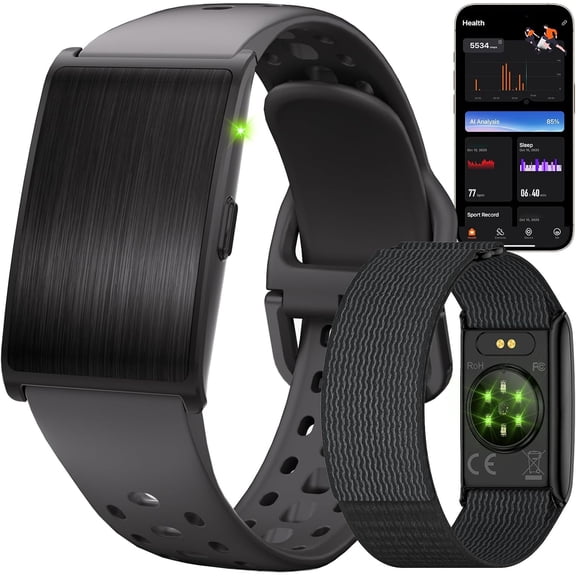 MJSHUN Fitness Tracker Wristband, Smart Bracelet for Men Women, 24/7 Health Monitoring & Sleep Tracker with Stress, SpO2, HbA1c, GPS running tracking,40 Days Battery,170 Sports Modes,Sub-Free 2 Bands