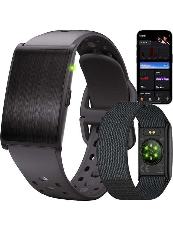 Fitness Tracker Wristband, Smart Bracelet for Men Women, 24/7 Health Monitoring & Sleep Tracker with Stress, SpO2, HbA1c, GPS running tracking,40 Days Battery,170 Sports Modes,Sub-Free 2 Bands