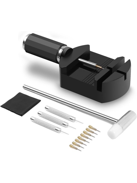 Watch Link Removal Kit, Watch Adjustment Band Resizing Tool Kit for Bracelet Replacement, Strap Sizing Adjuster with Pin Remover for Watchmaker Repair, Link Pin Removal Punch, Hammer