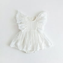 MJTBGFSWG 3-6 Month Girl Clothes Girls Fly Sleeve Floral Embroider Ruffle Lace Romper Bodysuits Size 0-3 Months