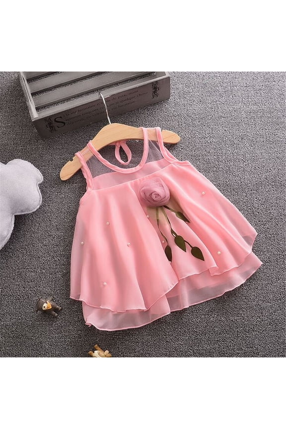Baby Easter Outfit Toddler Baby Girls Sleeveless Solid Skirt Flowers Party Dresses