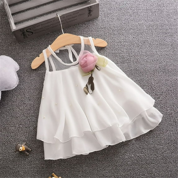 MJTBGFSWG Baby Easter Outfit Newborn Toddler Baby Girls Sleeveless Solid Skirt Flowers Party Dresses