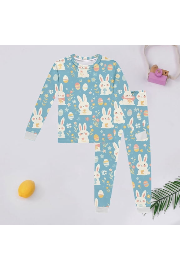 Baby Girl Outfits Children's Long Sleeve Easter Printed Pajama Set with Top and Pants Loungewear 1216