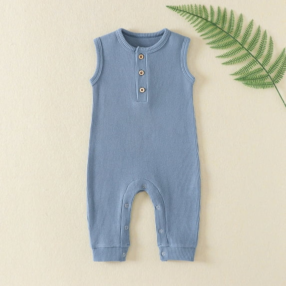 MJTBGFSWG Bodysuit Baby Organic Baby Boy Girl Sleeveless Romper Clothes Solid Unisex Knitted Bodysuit Jumpsuits