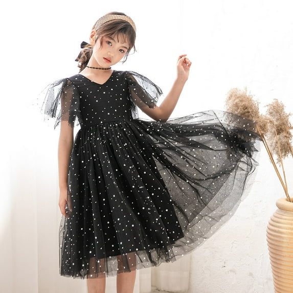 MJTBGFSWG Dress for Girls Kids Children Long Dresses for Girls Star Printed Casual Dress Big Girl Clothes Summer Sleeveless Dress