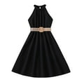 thumbnail image 1 of MJTBGFSWG Girls Dresses Children Dress Solid Color Hanging Neck Waist Collection Dress Princess Dress Fashion Outwear, 1 of 3