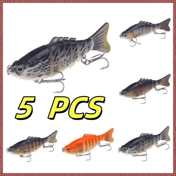 MJTYUTMO Glide Bait - Fishing Lures Glide Baits for Bass, SwimPanfish Glide Baits Jointed Swimbait Bass Pike Salmon Trout Muskie Fishing Lure, Swimbaits Lifelike Lure Glide Bait (5 PCS)