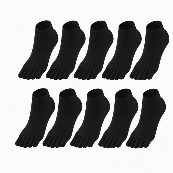 MJumppHome 5 Pairs Cotton Toe Socks Low Cut No Show Athletic Socks for Men Women,Black,Sock Sizes 7-10