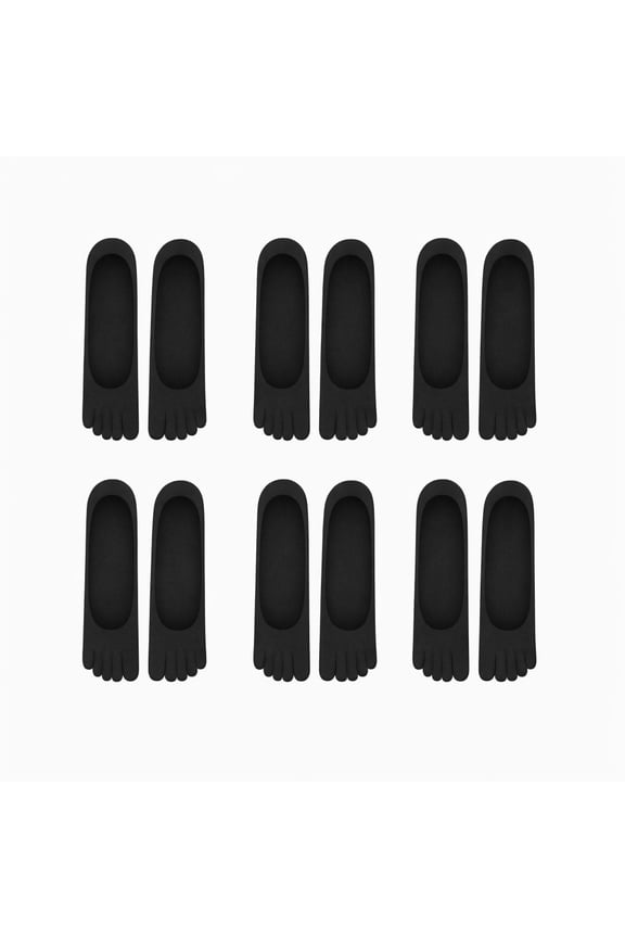 6 Pairs No Show Toe Socks Women Low Cut Toe Separator Socks Invisible Liner Breathable Athletic Cotton Sock Black Socks Sizes 5.5-8