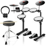 MK-0 PRO Electric Drum Set with 7'' Mesh Drum Pads, 8'' Full Rubber Cymbals, 5'' Bass Drum, USB MIDI, Drum Throne, Drum Sticks, Drum Headphone, Suitable for Beginners