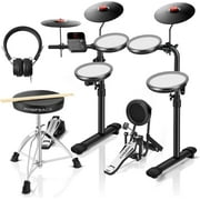 MK-0 PRO Electric Drum Set with 7'' Mesh Drum Pads, 8'' Full Rubber Cymbals, 5'' Bass Drum, USB MIDI, Drum Throne, Drum Sticks, Drum Headphone, Suitable for Beginners