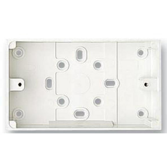 MK - 2 Gang White PVC Surface Back Box, 2x Oval Push-Out