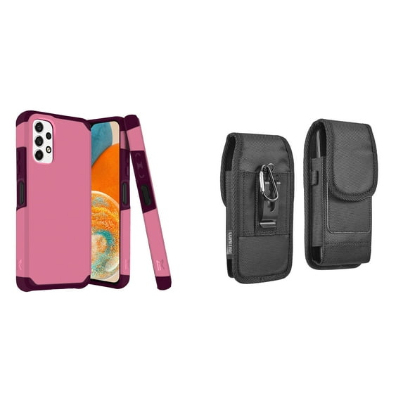 MK Armor Case for Samsung Galaxy A23 5G and Belt Holster Pouch - Pink