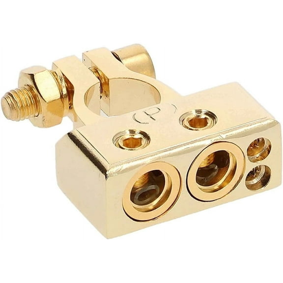 MK Audio MBTG300P 0/2/4/6/8 AWG Gold Single Positive Power Battery Terminal ConnectorsMK Audio MBTG300P 0/2/4/6/8 AWG Gold Single Positive Power Battery Terminal Connectors