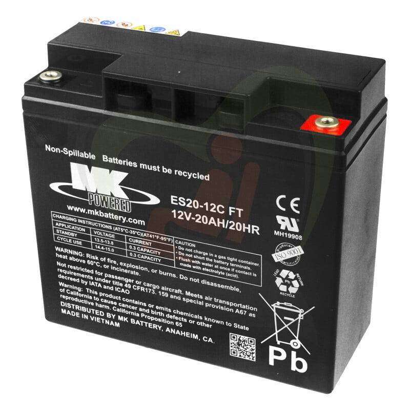 MK BATTERY SEALED VRLA, AGM, 12V 20AH, FT, CYCLIC, NON-HAZARDOUS NON-SPILLABLE BATTERIES