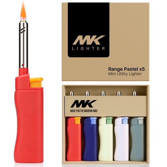 MK Candle Lighter 5-Pack,Butane Refillable Wind‑Resistant for Bbq Camping Outdoor (NBR‑5PCS)