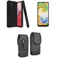 thumbnail image 1 of MK Dual Layer Slim Case for Galaxy A14 5G with Durable Shockproof Impact Resistant Protective Cover with Glass Screen Protector and Vertical Rugged Nylon Belt Holster Pouch (Charcoal Black), 1 of 9