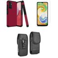 thumbnail image 1 of MK Dual Layer Slim Case for Galaxy A14 5G with Durable Shockproof Impact Resistant Protective Cover with Glass Screen Protector and Vertical Rugged Nylon Belt Holster Pouch (Magenta Pink), 1 of 9