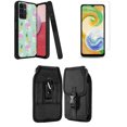 thumbnail image 1 of MK Dual Layer Slim Case for Galaxy A14 5G with Durable Shockproof Impact Resistant Protective Cover with Glass Screen Protector and Vertical Rugged Release Buckle Belt Holster Pouch (Flamingo), 1 of 9