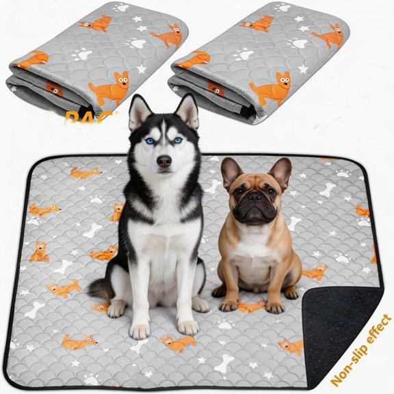 MK Gdledy 2-Pack Reusable Washable Dog Pee Pads, Non-Slip Waterproof Pet Training Mats for Dogs Cats, Super Absorbent Puppy Pads for Housebreaking, Travel, Crate, Couch & Bed