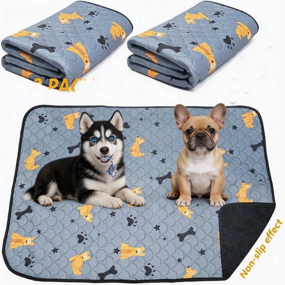 MK Gdledy 2-Pack Reusable Washable Dog Pee Pads, Non-Slip Waterproof Pet Training Mats for Dogs Cats, Super Absorbent Puppy Pads for Housebreaking, Travel, Crate, Couch & Bed