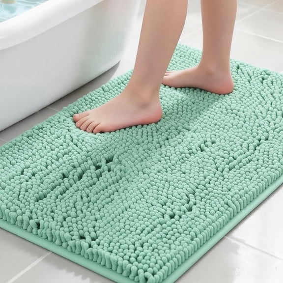 MK Gdledy Bath Rug, Bath Mat Non Slip for Bathroom Floor, Extra Thick Chenille Rug Absorbent Soft Shaggy Washable Dry Fast Plush Rugs for Bathtubs