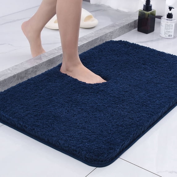 MK Gdledy Bathroom Carpet 18"×28", With Rubber Backing, Quick-drying and Washable Microfiber Mat,Navy Blue